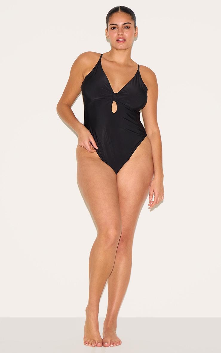 Plus Black Knot Front Cut Out Swimsuit Product Image
