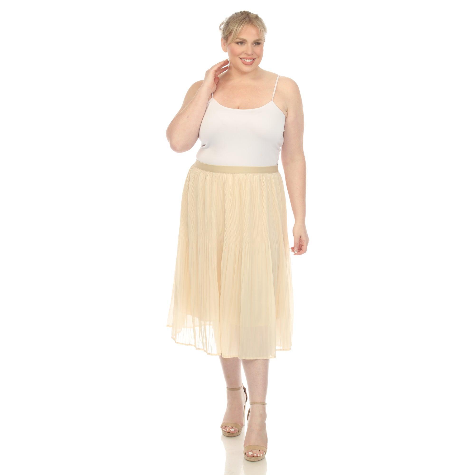 Plus Size Pleated Chiffon Midi Skirt Product Image
