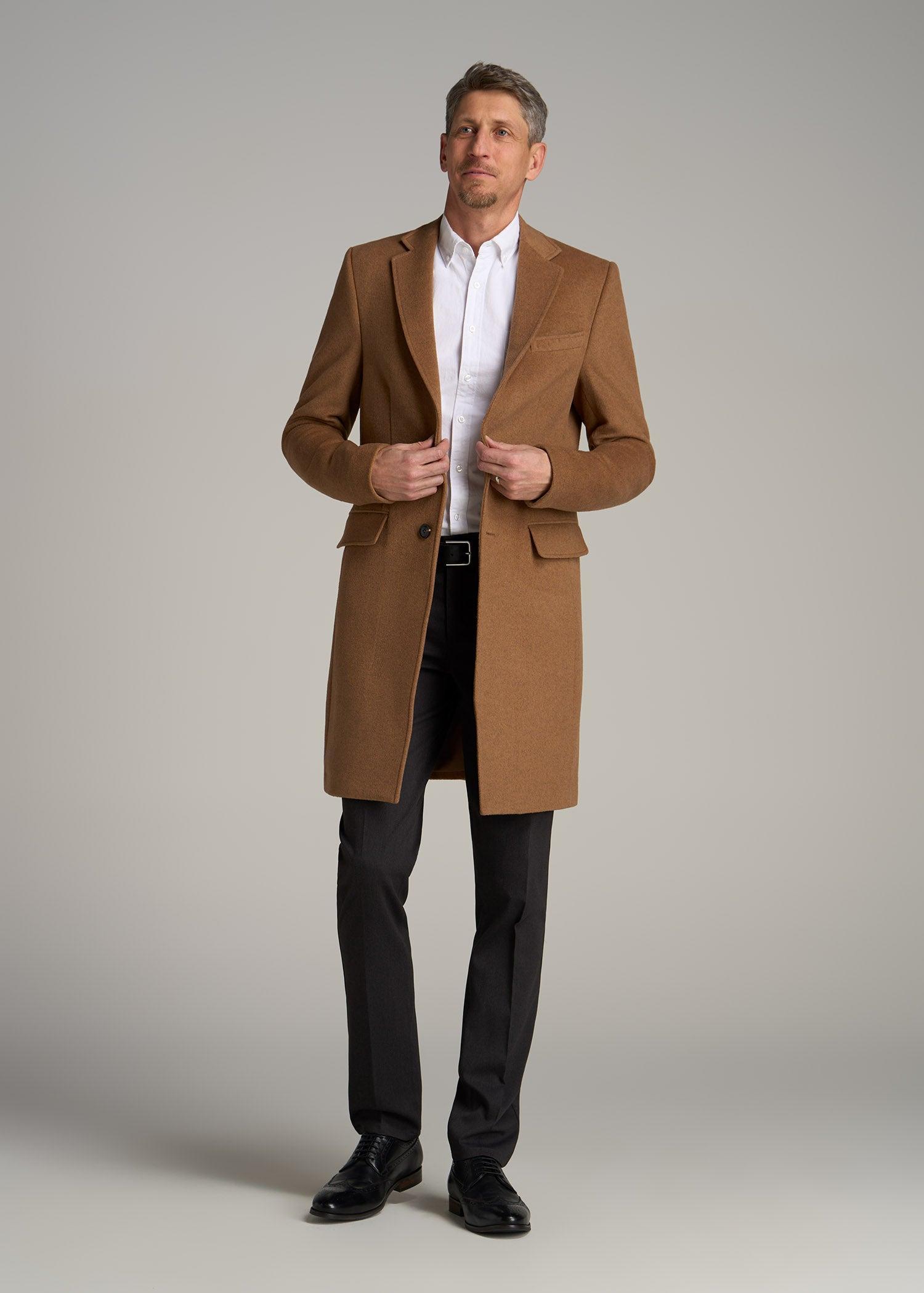 Wool Coat for Tall Men in Camel Product Image