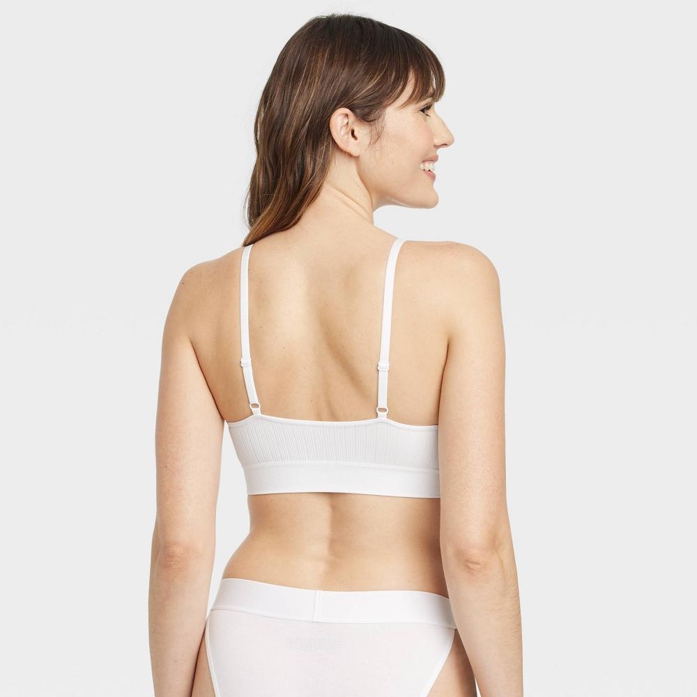 Womens Ribbed Seamless Bralette - Auden White L Product Image