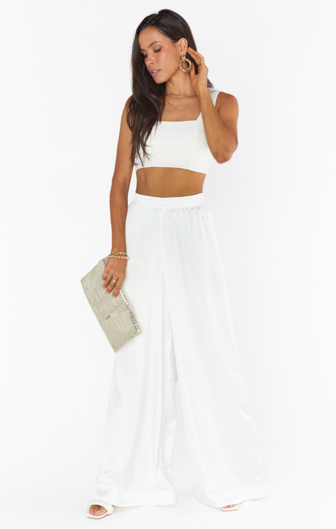 Ansley Crop Top ~ White Stretch Product Image