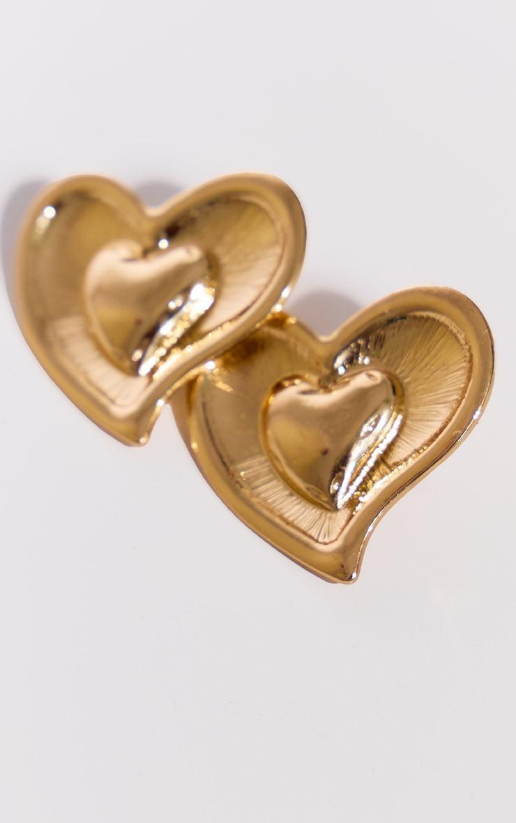 Gold Molten Heart Stud Earrings Product Image