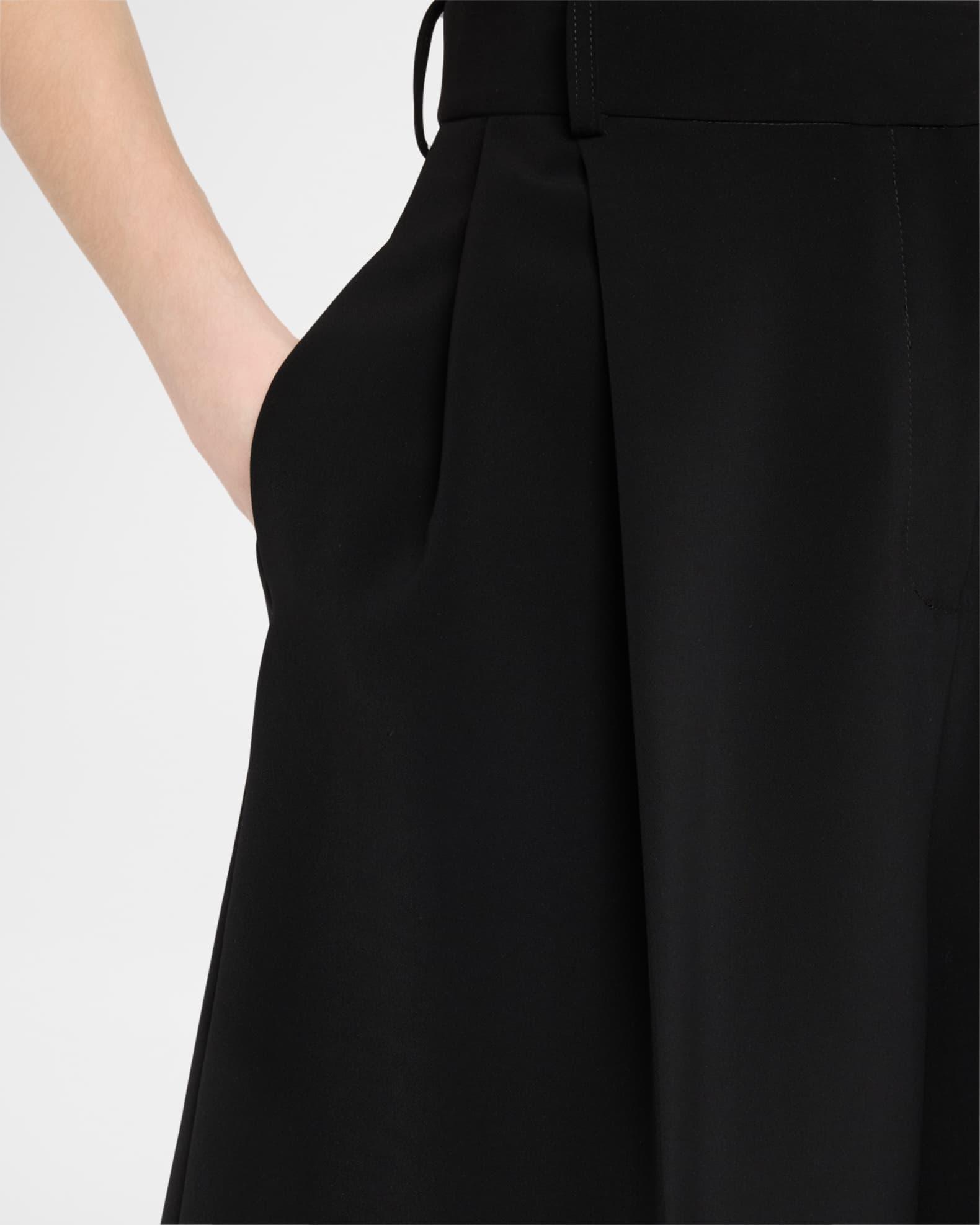 Pleated Tech Cady Wide-Leg Bermuda Shorts Product Image