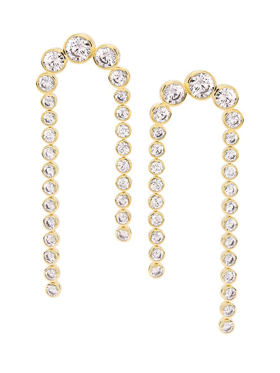 Womens Basel 18K-Gold-Plated & Cubic Zirconia Linear Double-Drop Earrings Product Image