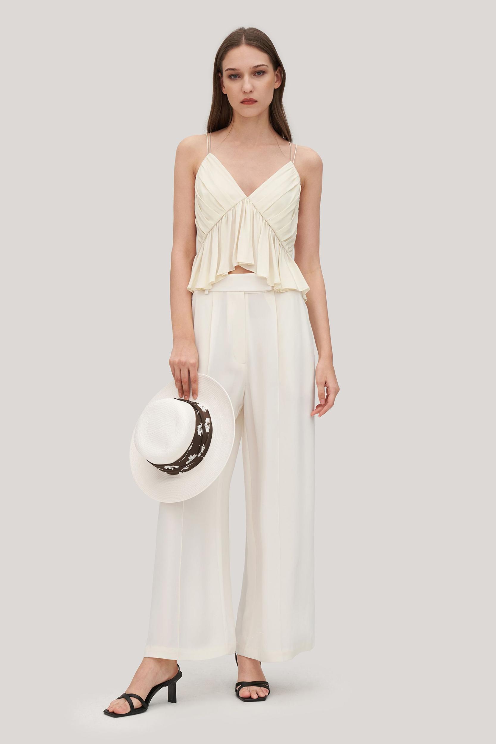 Versatile Pleated Silk Magnolia Camisole Product Image