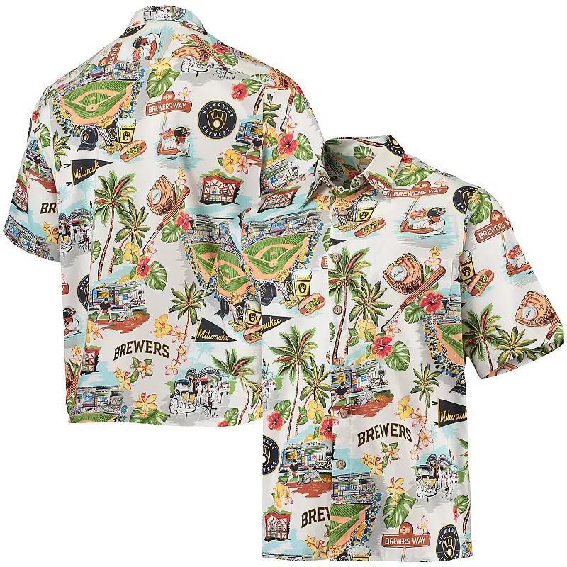 Men's Reyn Spooner White Milwaukee Brewers Scenic Button-Up Shirt,  Product Image