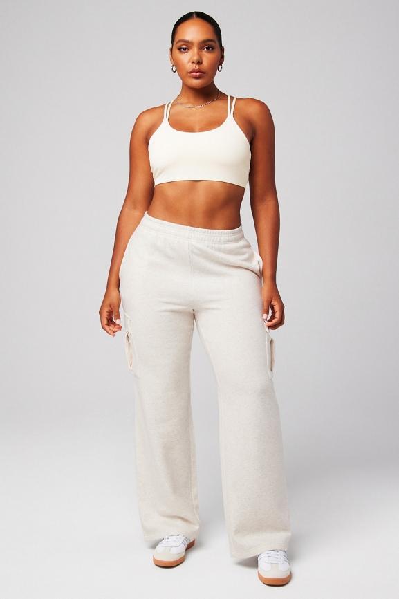 Cozy Fleece Wide Leg Cargo Sweatpant Product Image