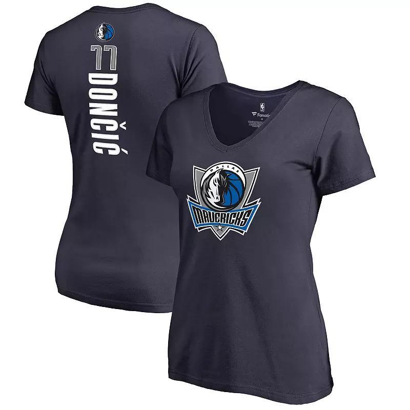 Womens Fanatics Branded Luka Doncic Dallas Mavericks Backer V-Neck T-Shirt Blue Product Image