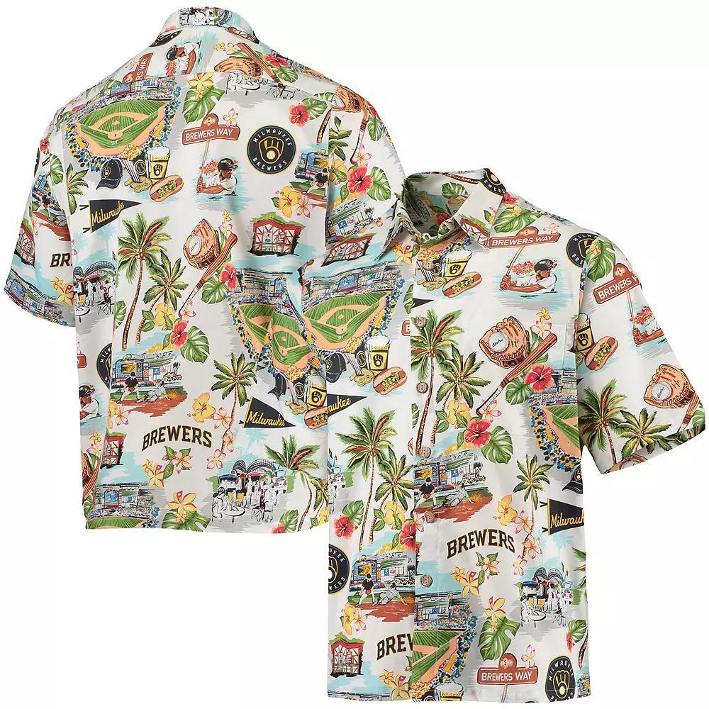 Men's Reyn Spooner White Milwaukee Brewers Scenic Button-Up Shirt,  Product Image
