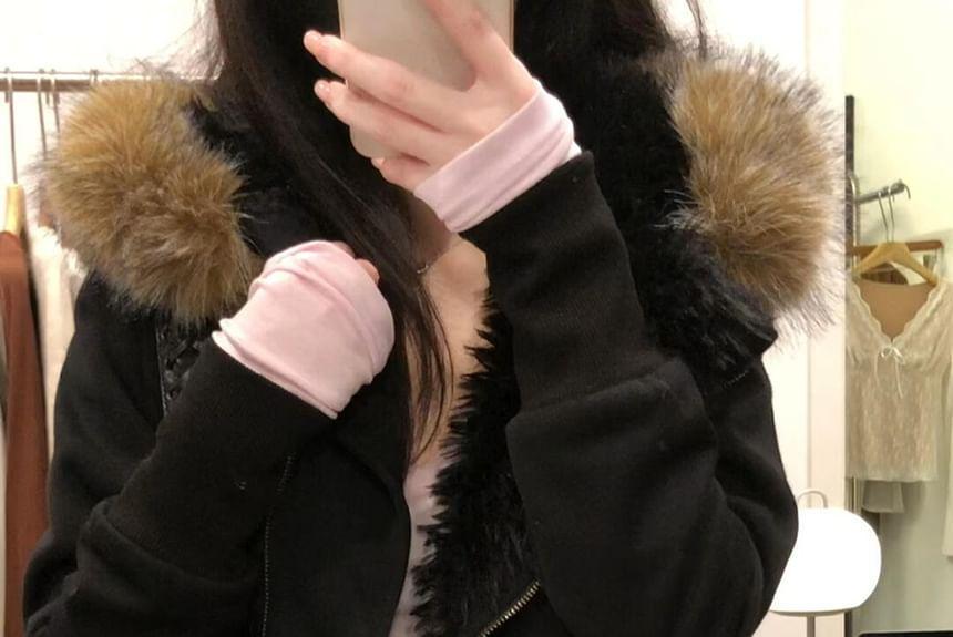 Fluffy Hooded Zip Jacket Product Image