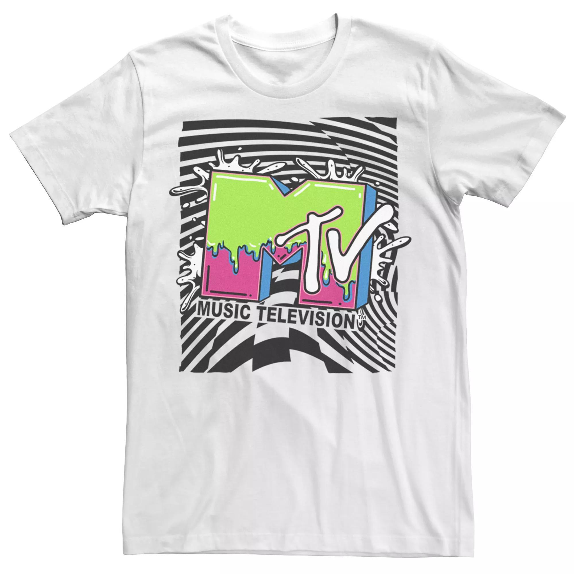 Men's MTV Slime Checkered Splash Logo Tee, Size: Large, White Product Image