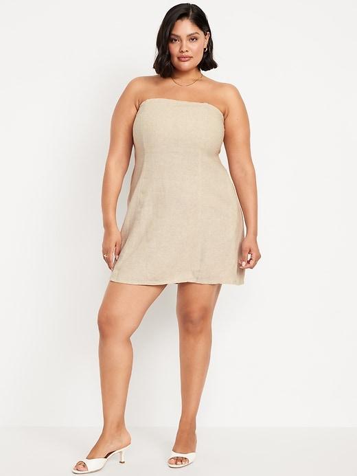 Fit & Flare Linen-Blend Mini Dress Product Image