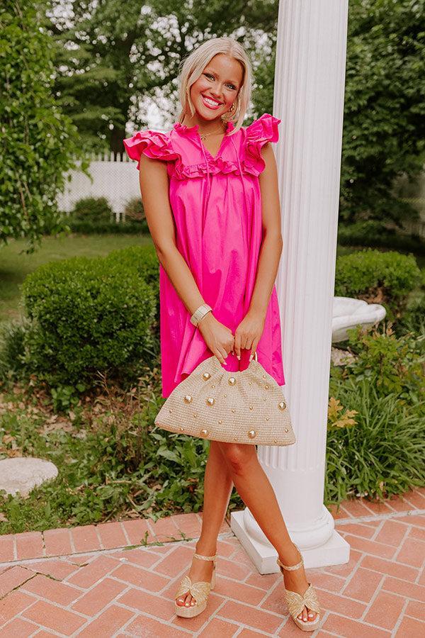 Pretty Chic Ruffle Mini Dress in Hot Pink Product Image