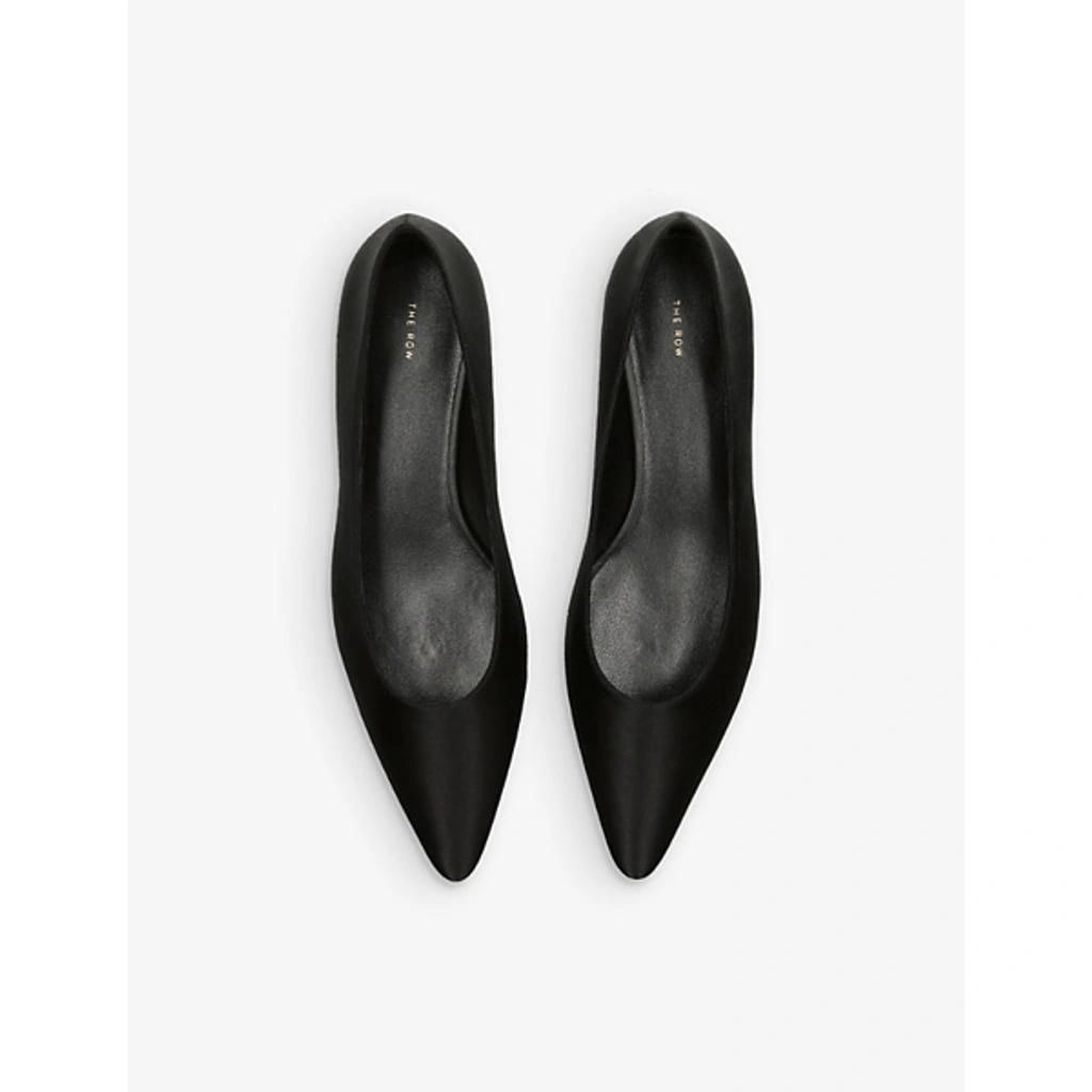 THE ROW Claudette Leather Point-toe Flats In Black Product Image