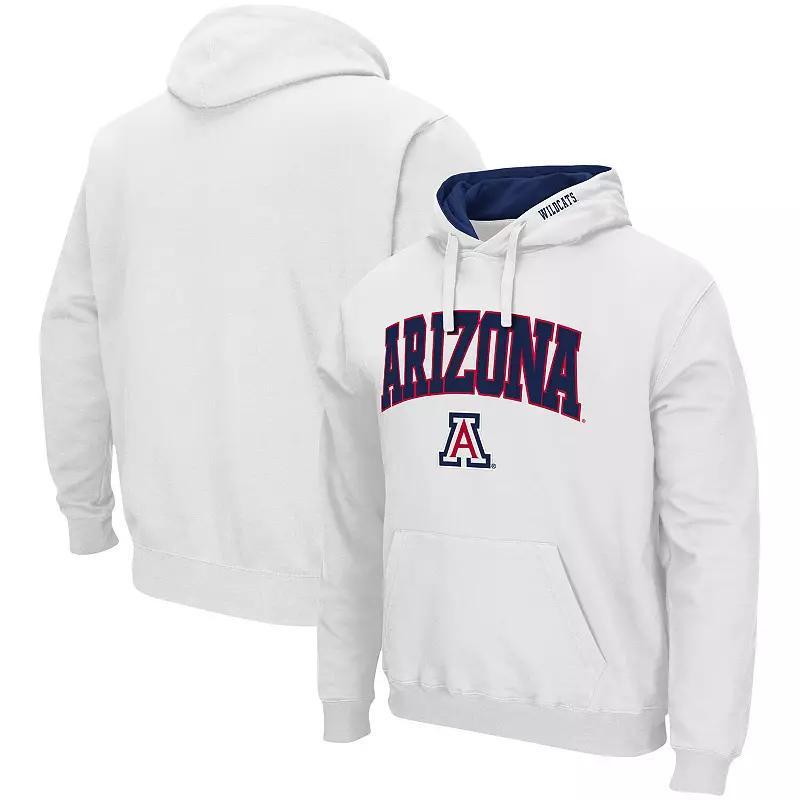 Men's Colosseum White Arizona Wildcats Arch & Logo 3.0 Pullover Hoodie,  Product Image