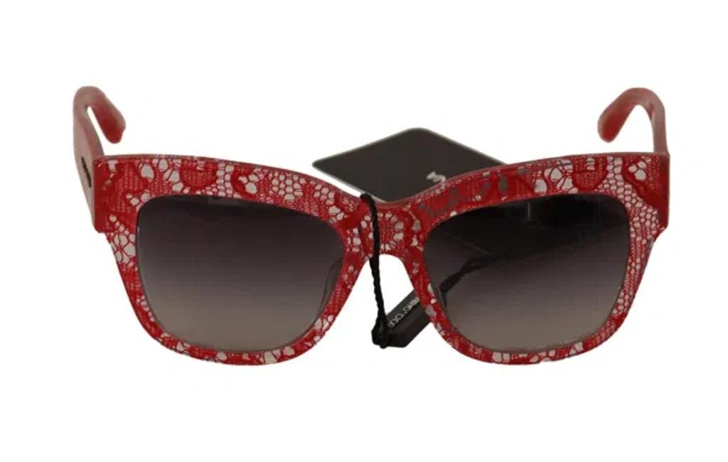 DOLCE & GABBANA Elegant Sicilian Lace Insert Women's Sunglasses In Red Product Image