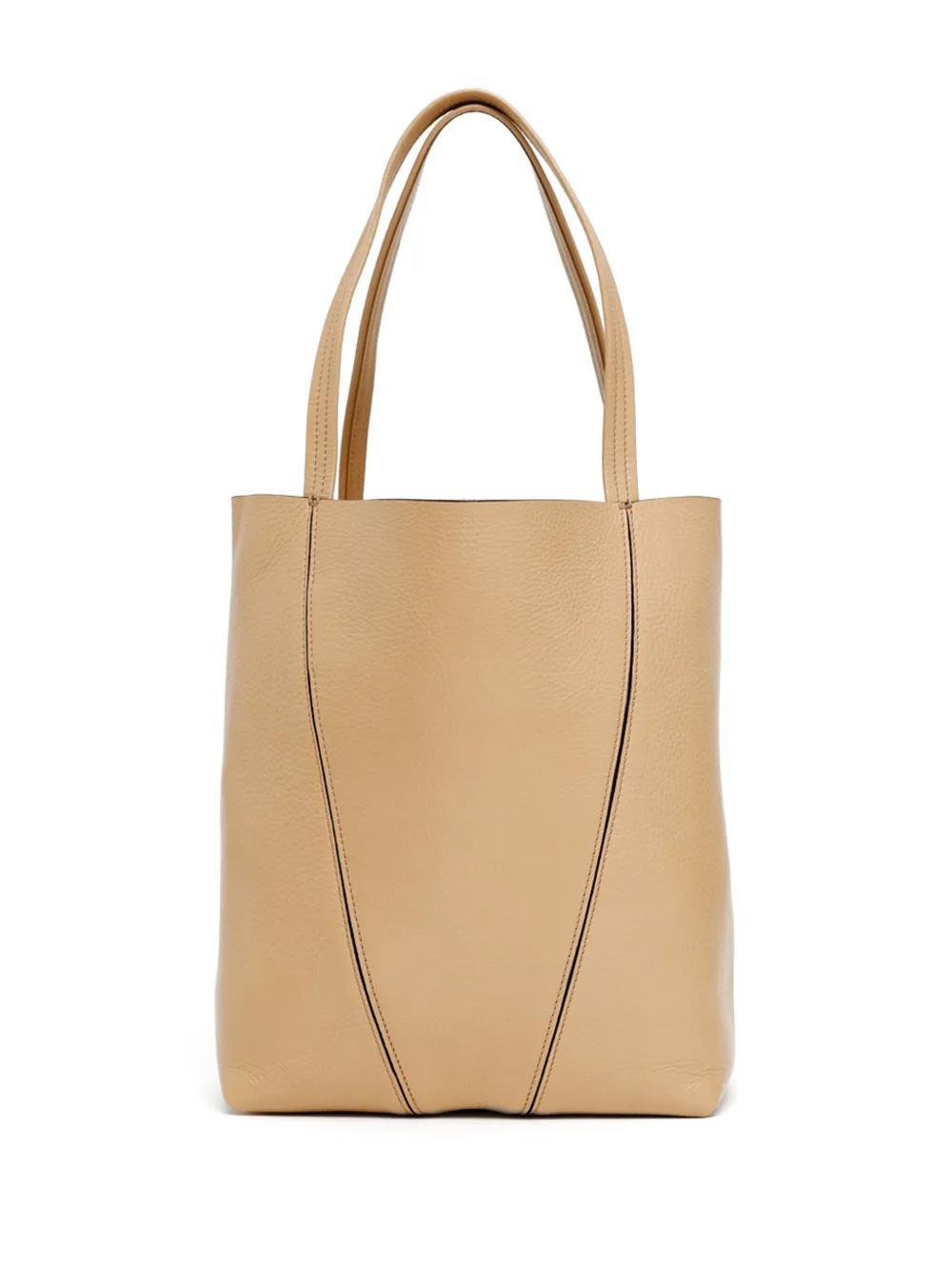 CHLOÉ Spin Medium Tote Bag In Leather In Braun Product Image