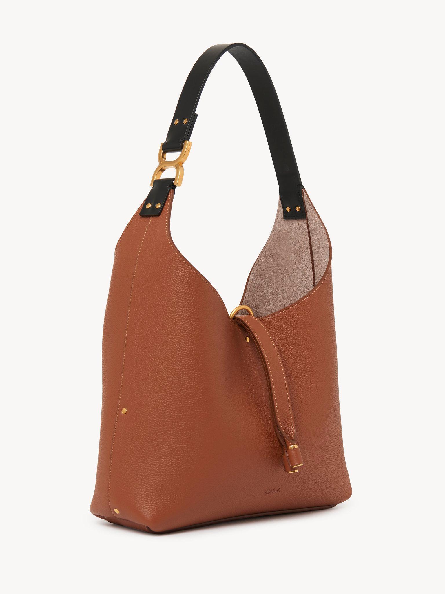 Small Marcie hobo bag in grained leather Product Image