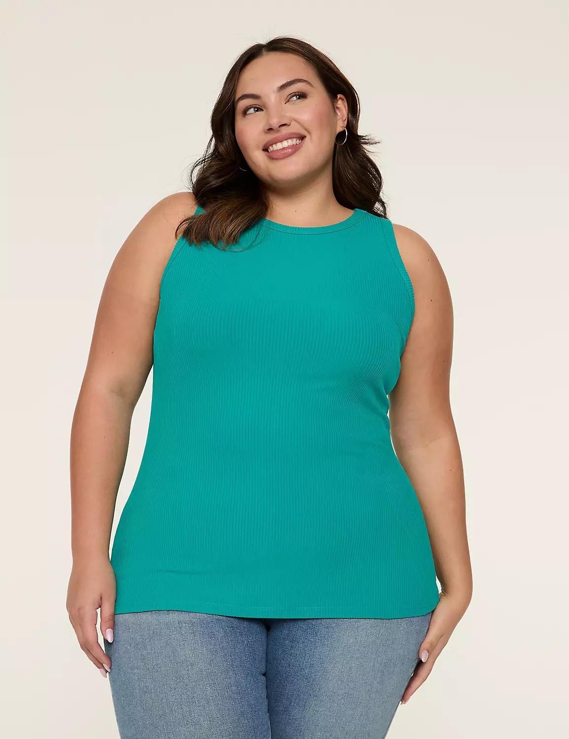 High-Neck Rib Tank Product Image