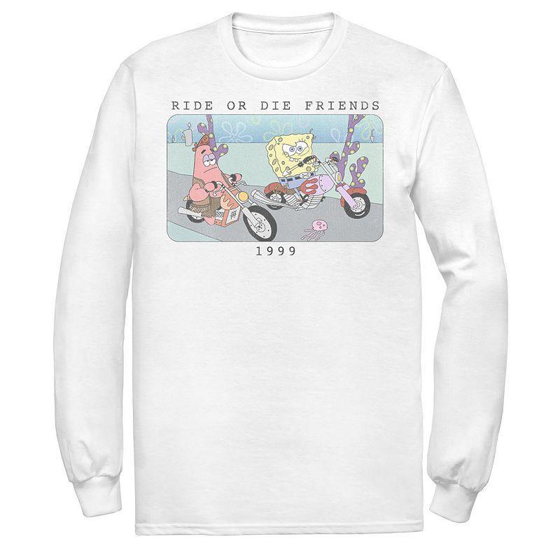 Men's Nickelodeon SpongeBob SquarePants Ride Or Die Friends 1999 Portrait Long Sleeve Graphic Tee, Size: Large, White Product Image