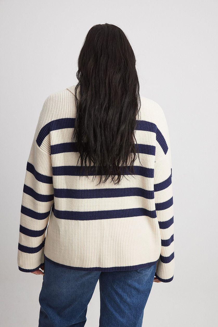Striped Knitted Turtleneck Sweater Product Image