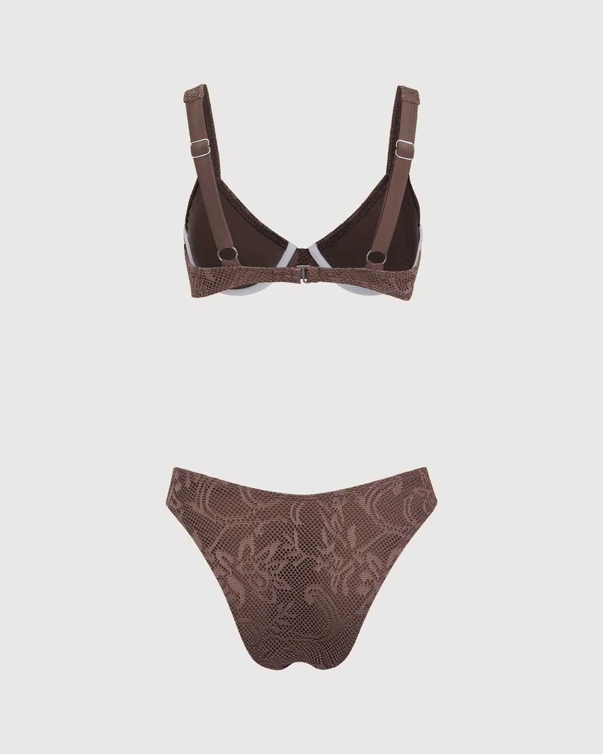 Brown Mesh Underwire Bikini Set Product Image
