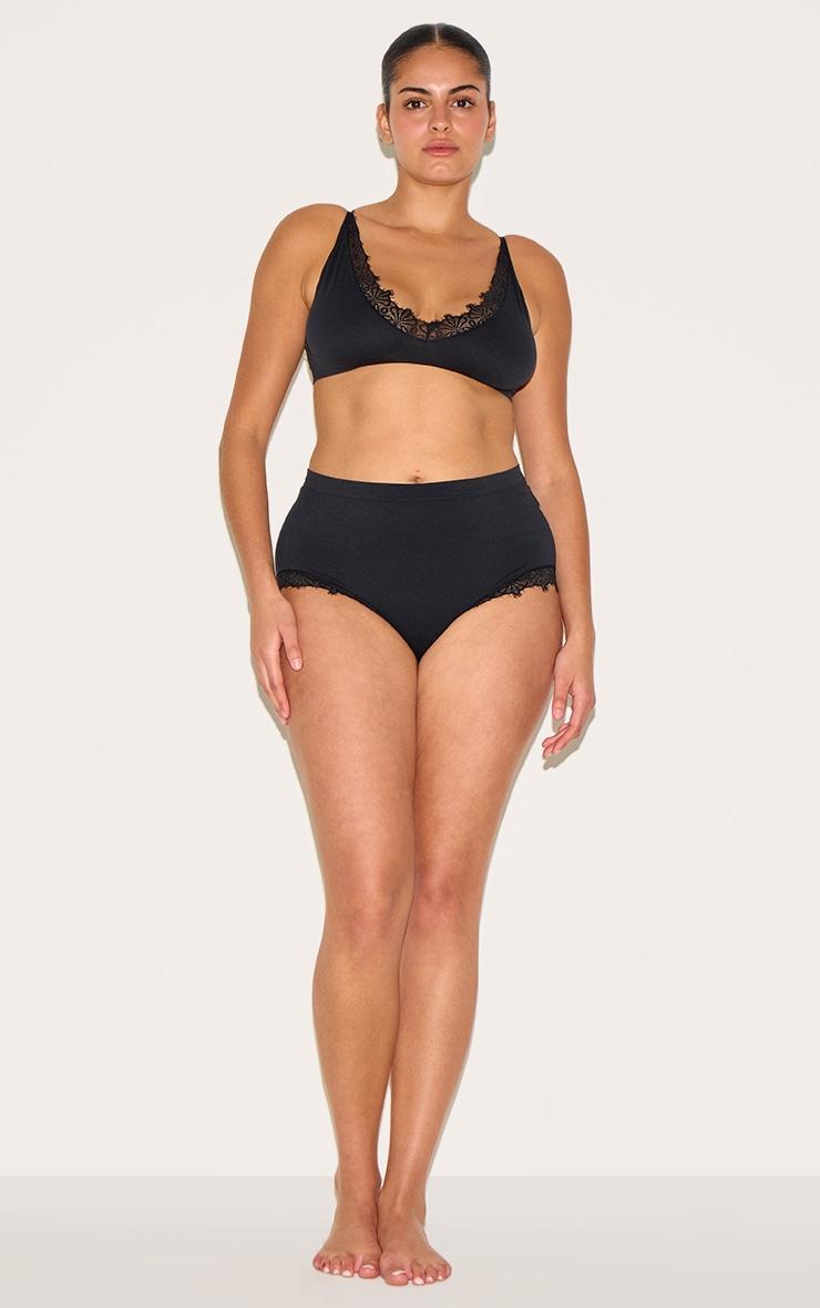 Black Lace Trim Detail Bralette Product Image