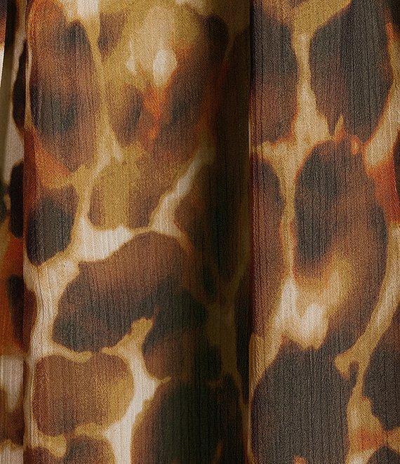 Calvin Klein Leopard Printed Crew Neckline Long Sleeve Blouse Product Image