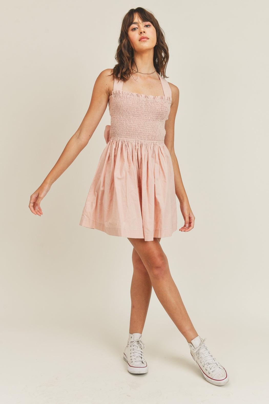 Smocked Cross Back Dress Product Image