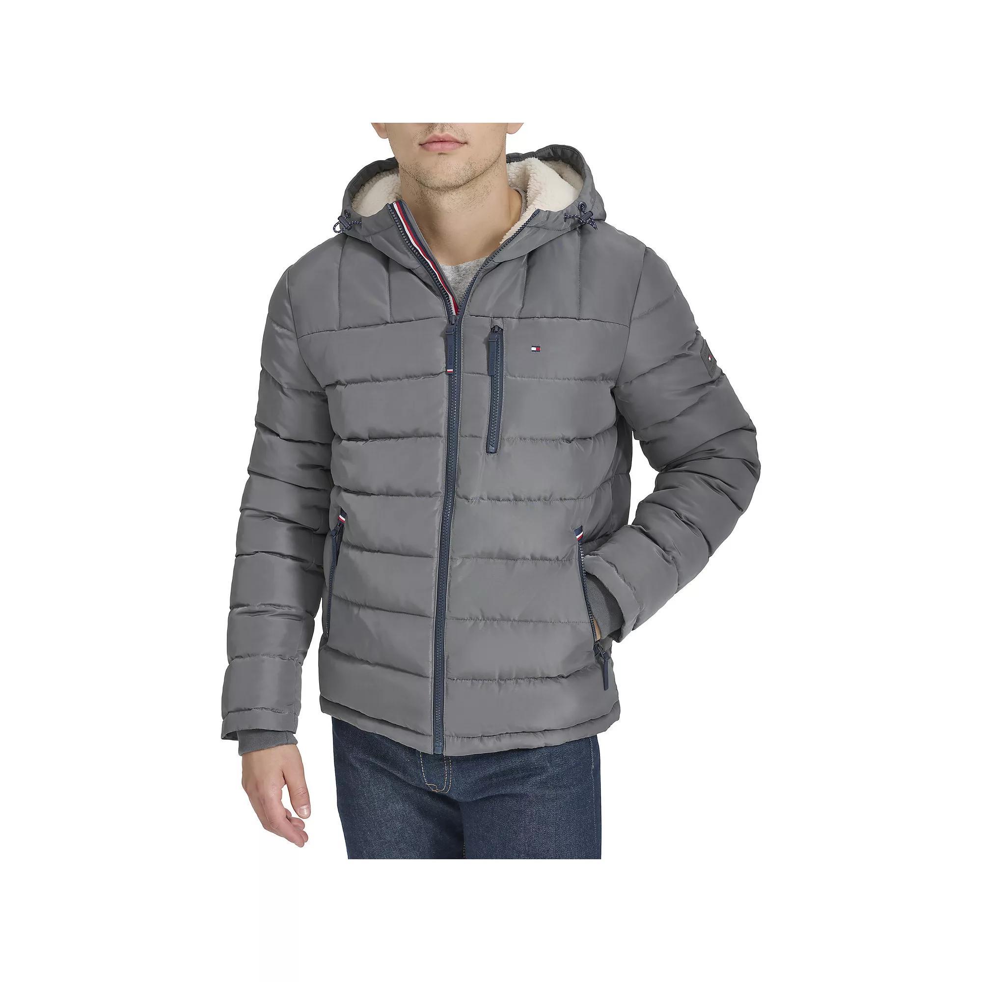 Men's Tommy Hilfiger Hooded Puffer Jacket with Sherpa Lined Hood,  Product Image