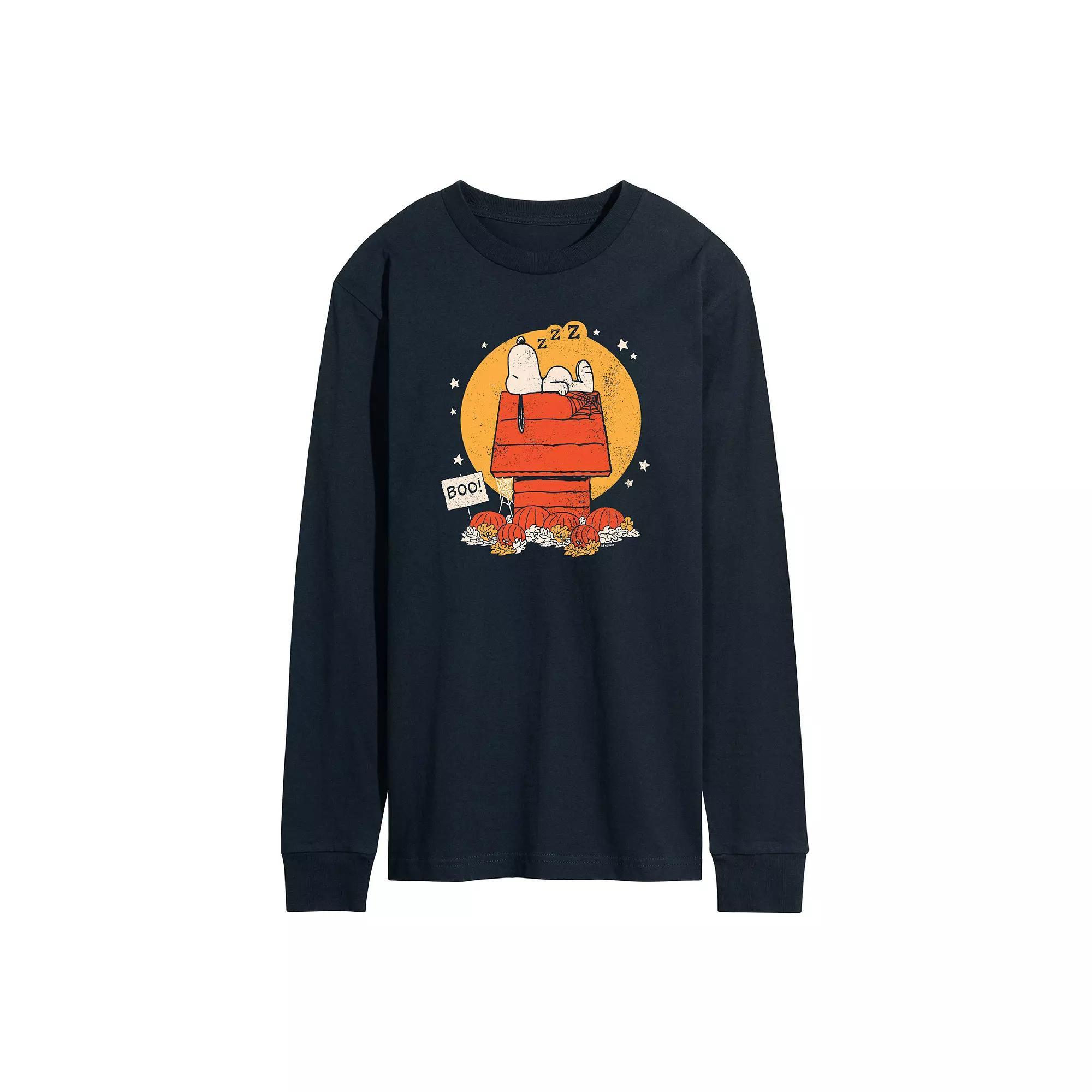 Men's Peanuts Snoopy Halloween Dog House Long Sleeve Graphic Tee,  Product Image