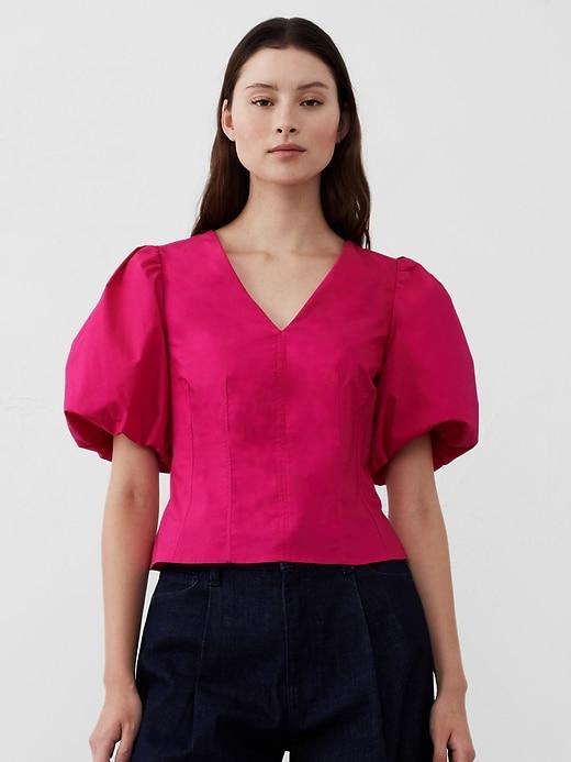 Bubble-Sleeve Seamed Top Product Image
