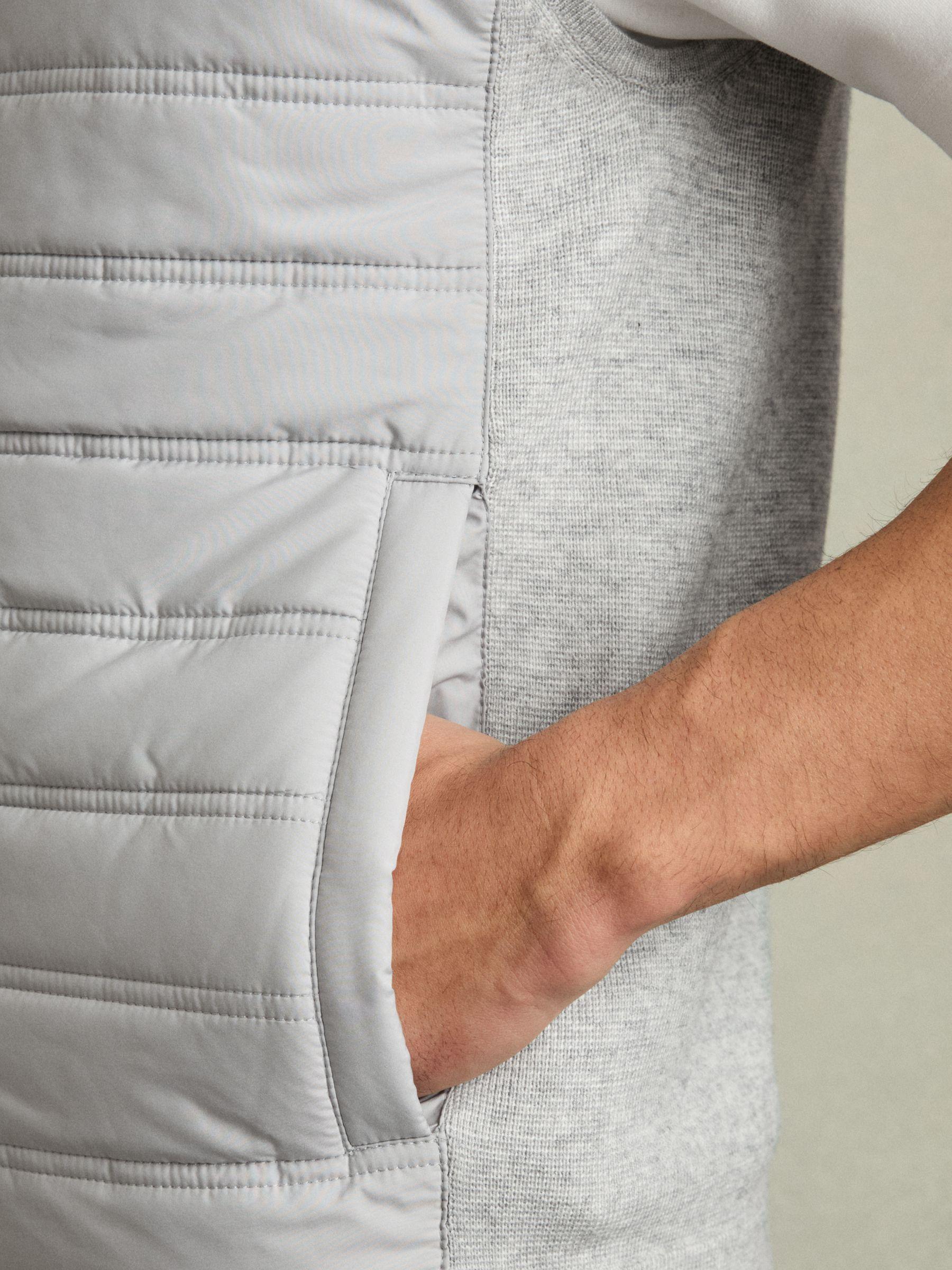 Hybrid Quilt and Knit Zip-Through Gilet in Soft Grey Product Image