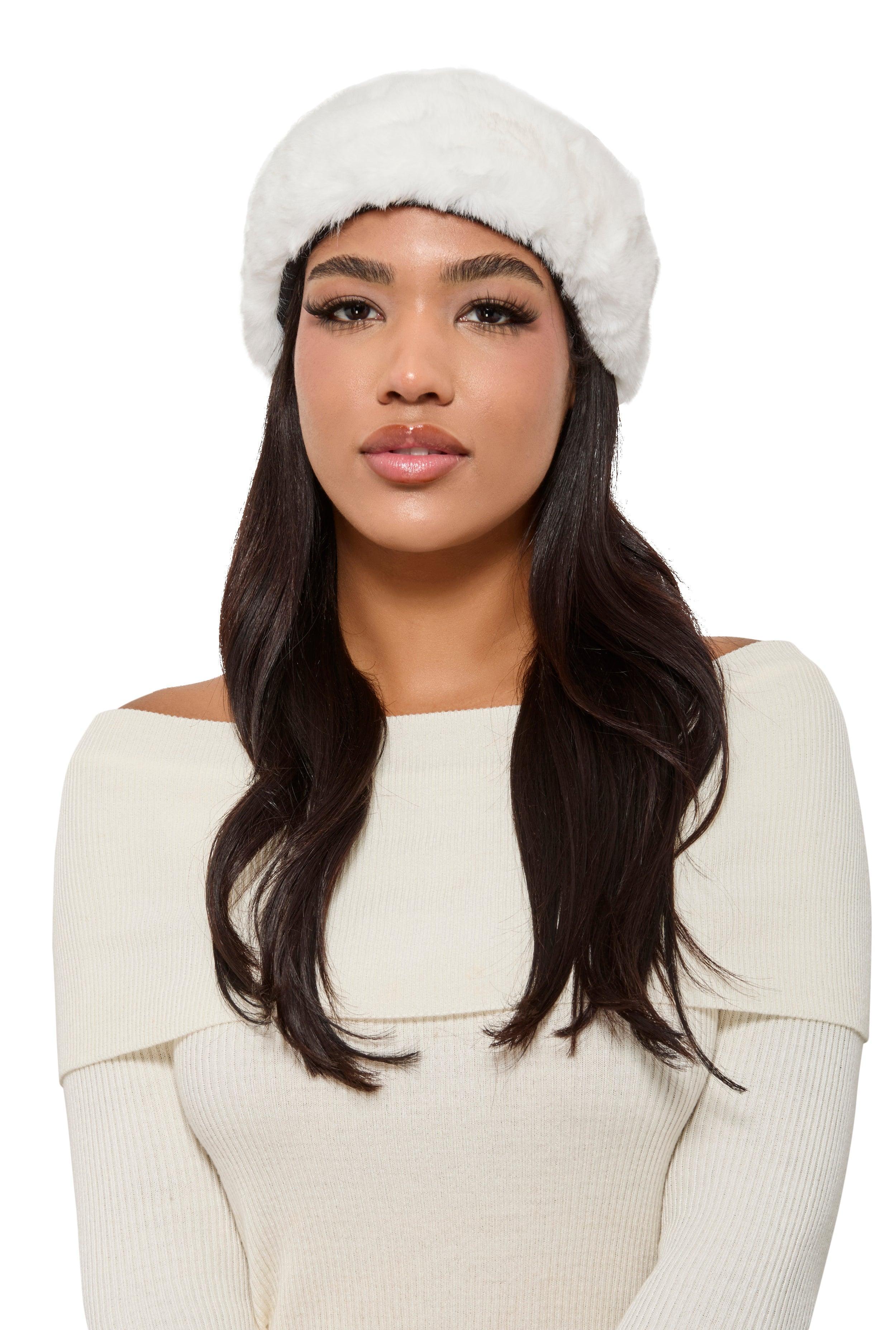 Faux Fur Elastic Back Head Wrap Female Product Image