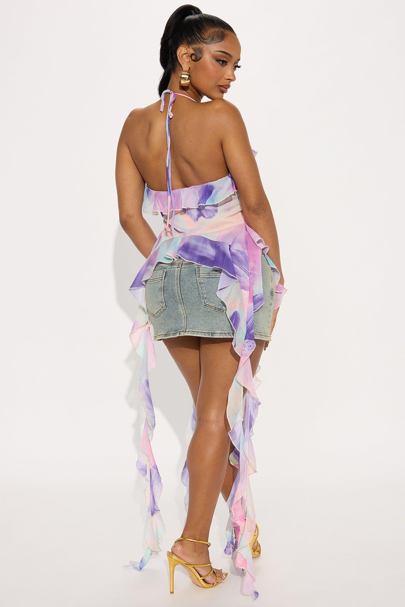 Petal Moments Ruffle Halter Top - Multi Color Female Product Image