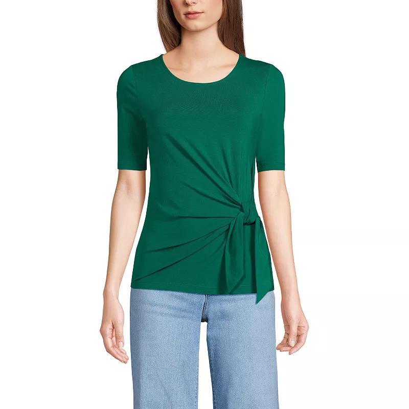 Womens Lands End Lightweight Jersey Tie Front Top Product Image