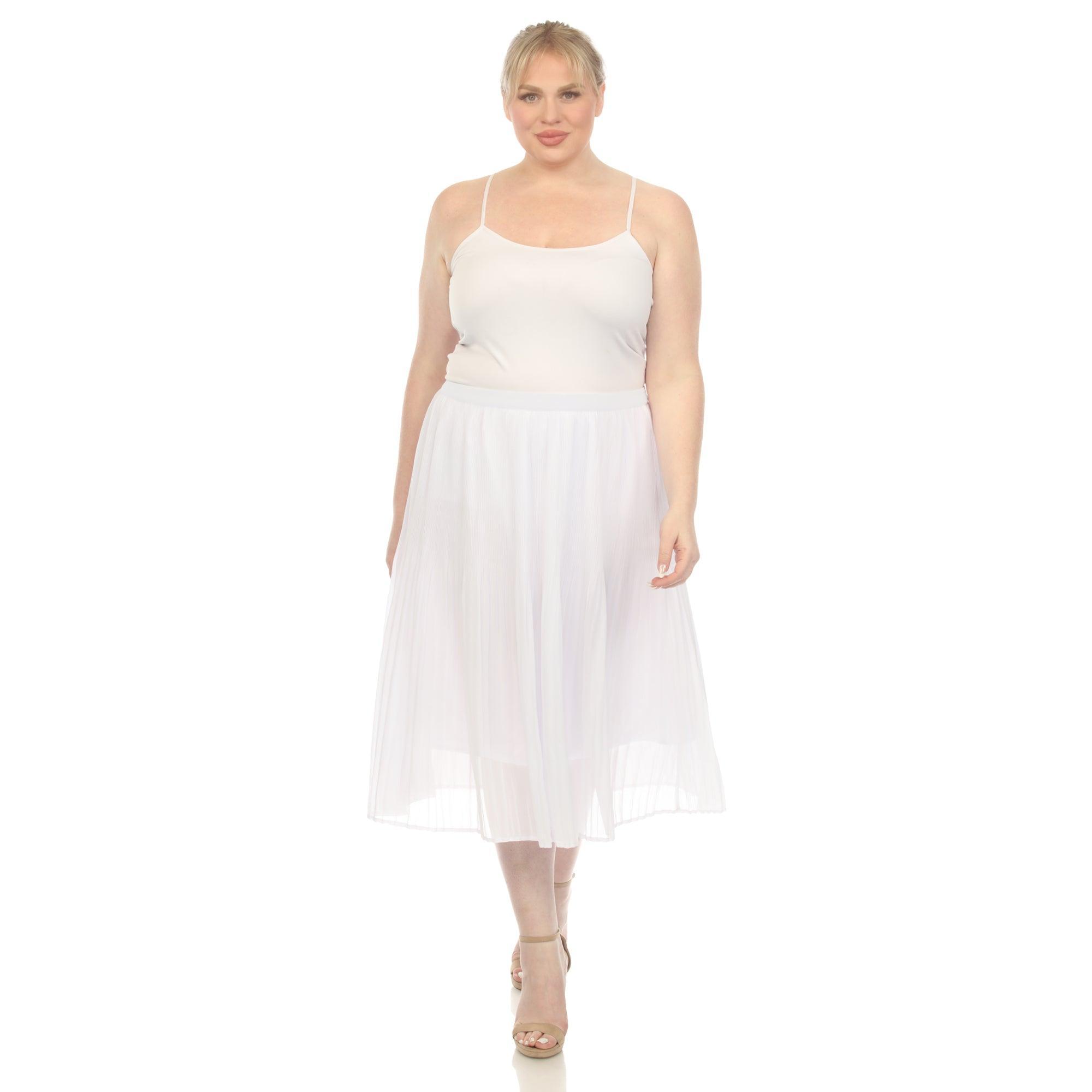 Plus Size Pleated Chiffon Midi Skirt Product Image
