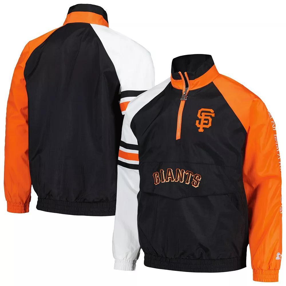 Mens Starter /Orange San Francisco Giants Elite Raglan Half-Zip Jacket Product Image