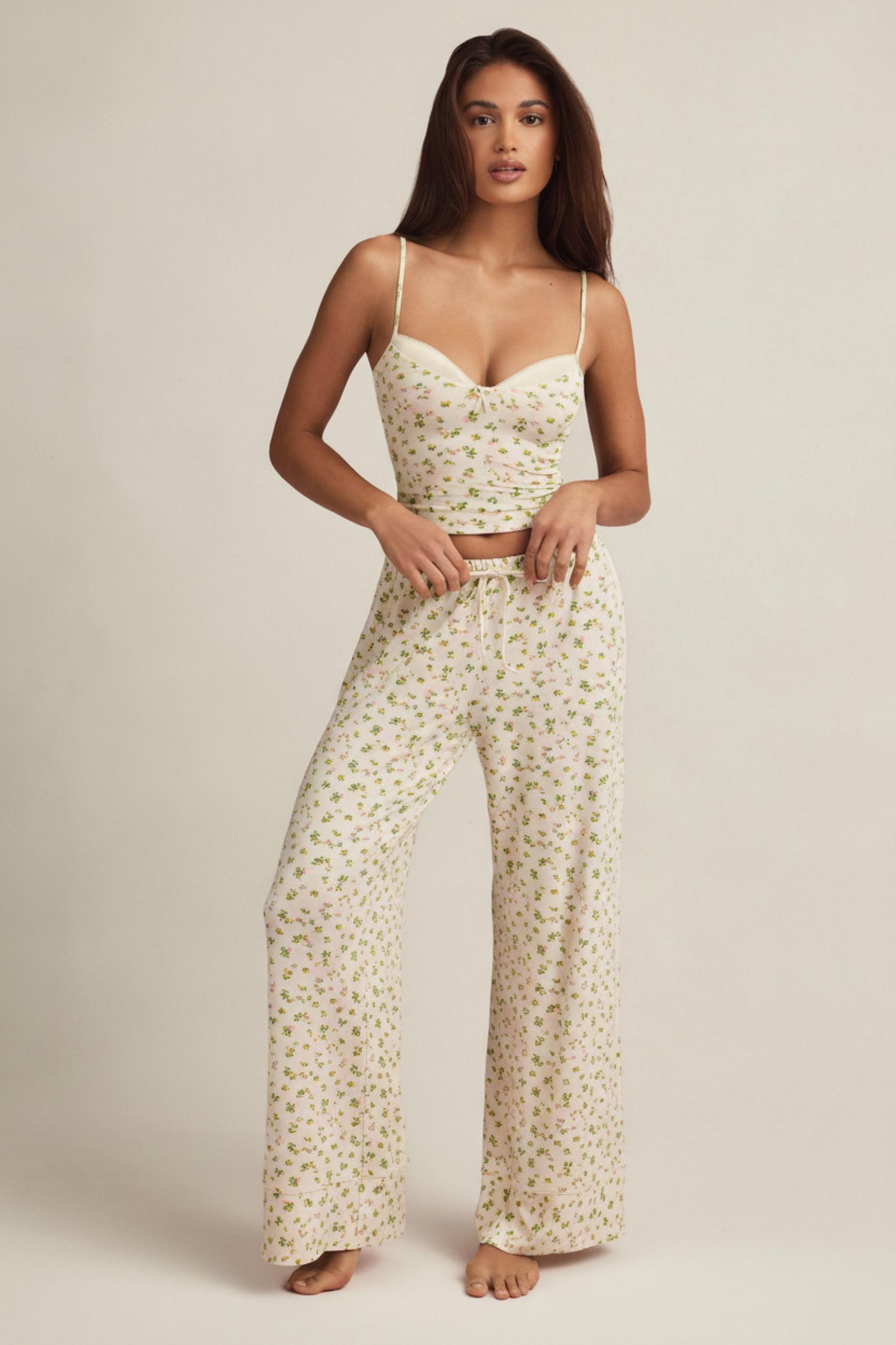 Modal Mid-Rise Pyjama Trousers in Lemon Print Product Image