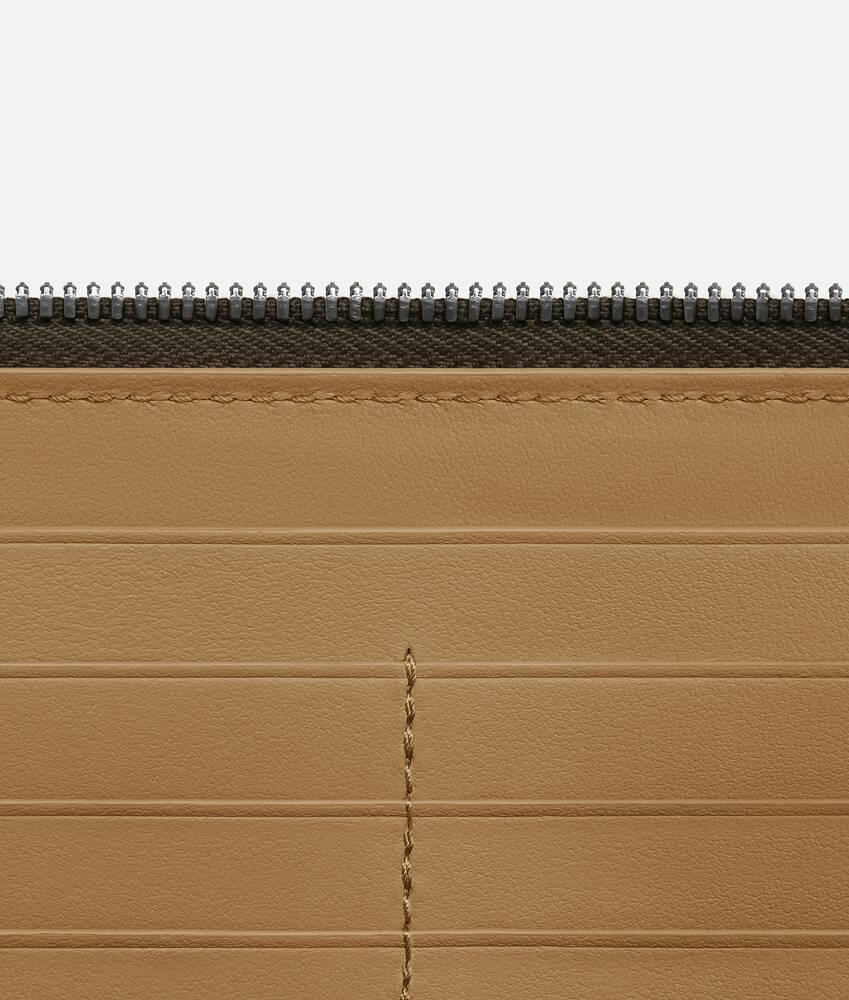 Men's Intrecciato Zip Around Wallet in Kaki/dark praline Product Image