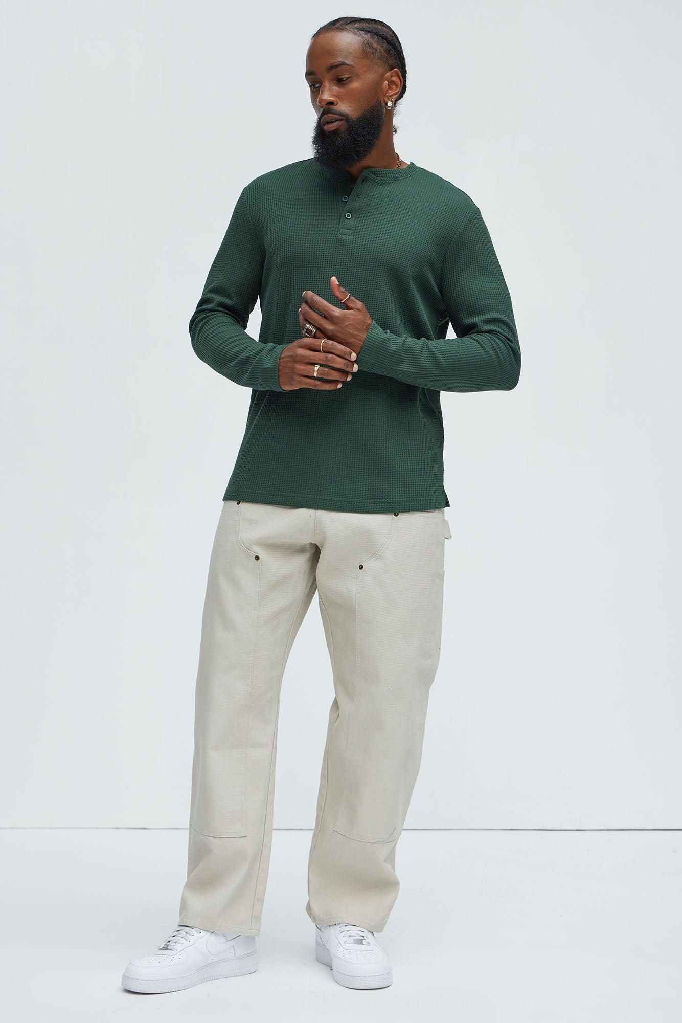 Wesley Long Sleeve Henley - Green Product Image