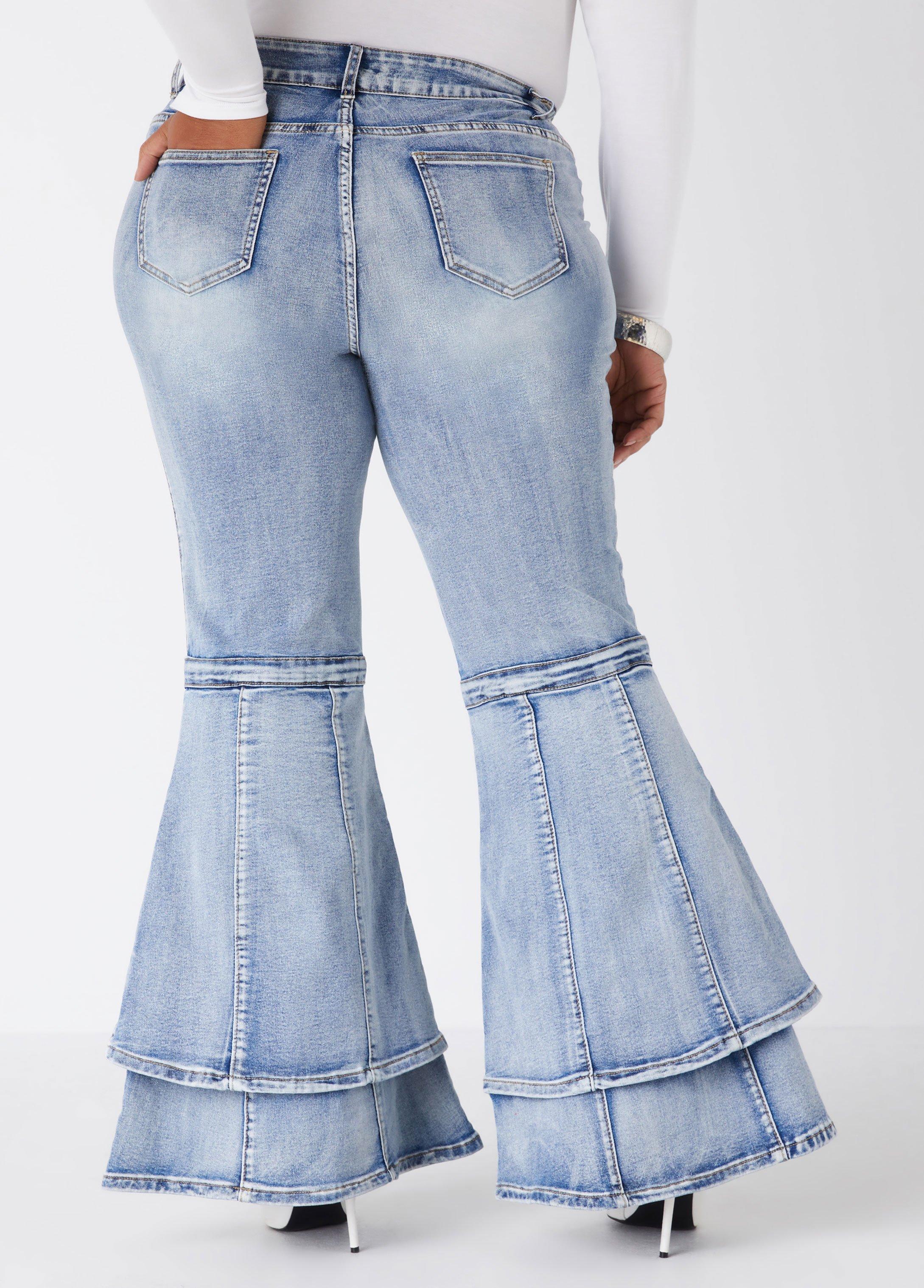 Tiered Bell Bottom Jeans Product Image