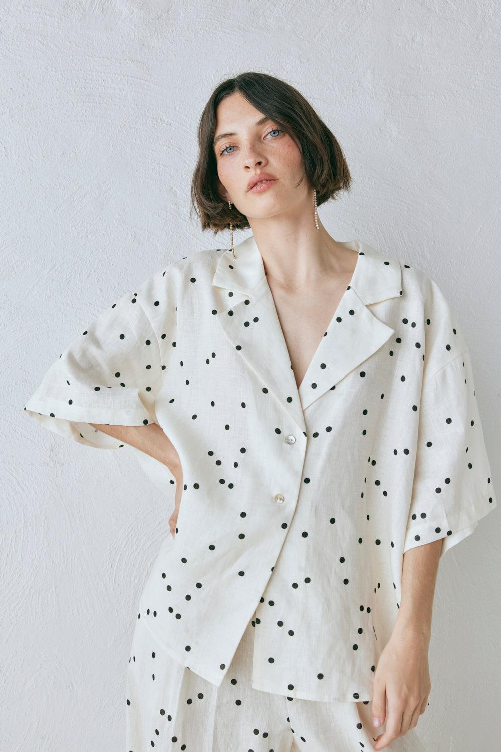 Anke Linen Shirt Dot Product Image