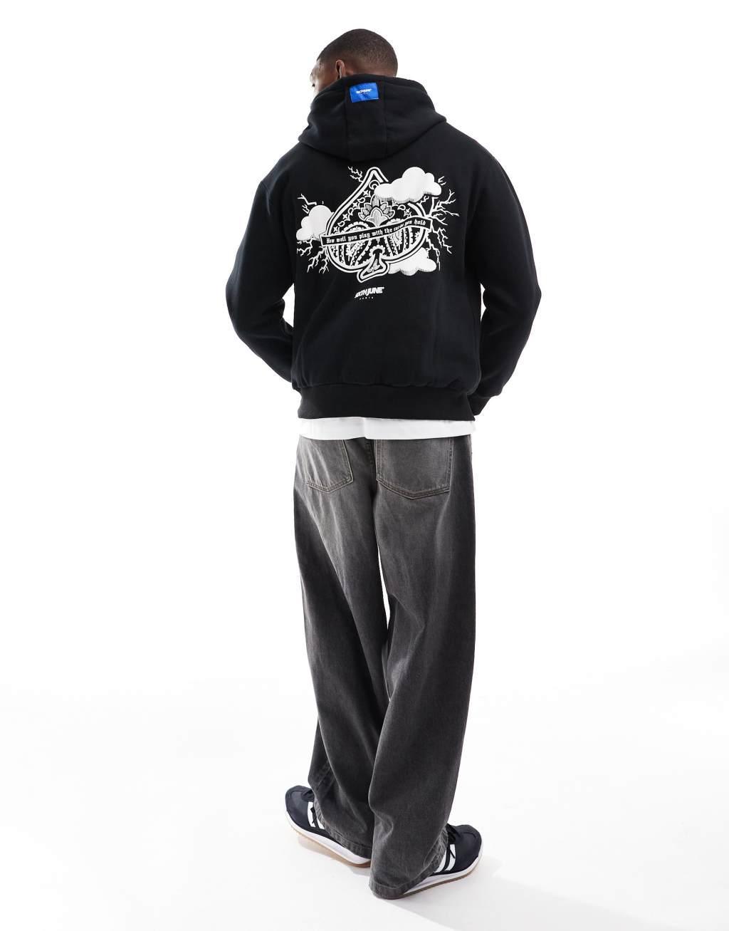 Sixth June printed motif hoodie in black Product Image