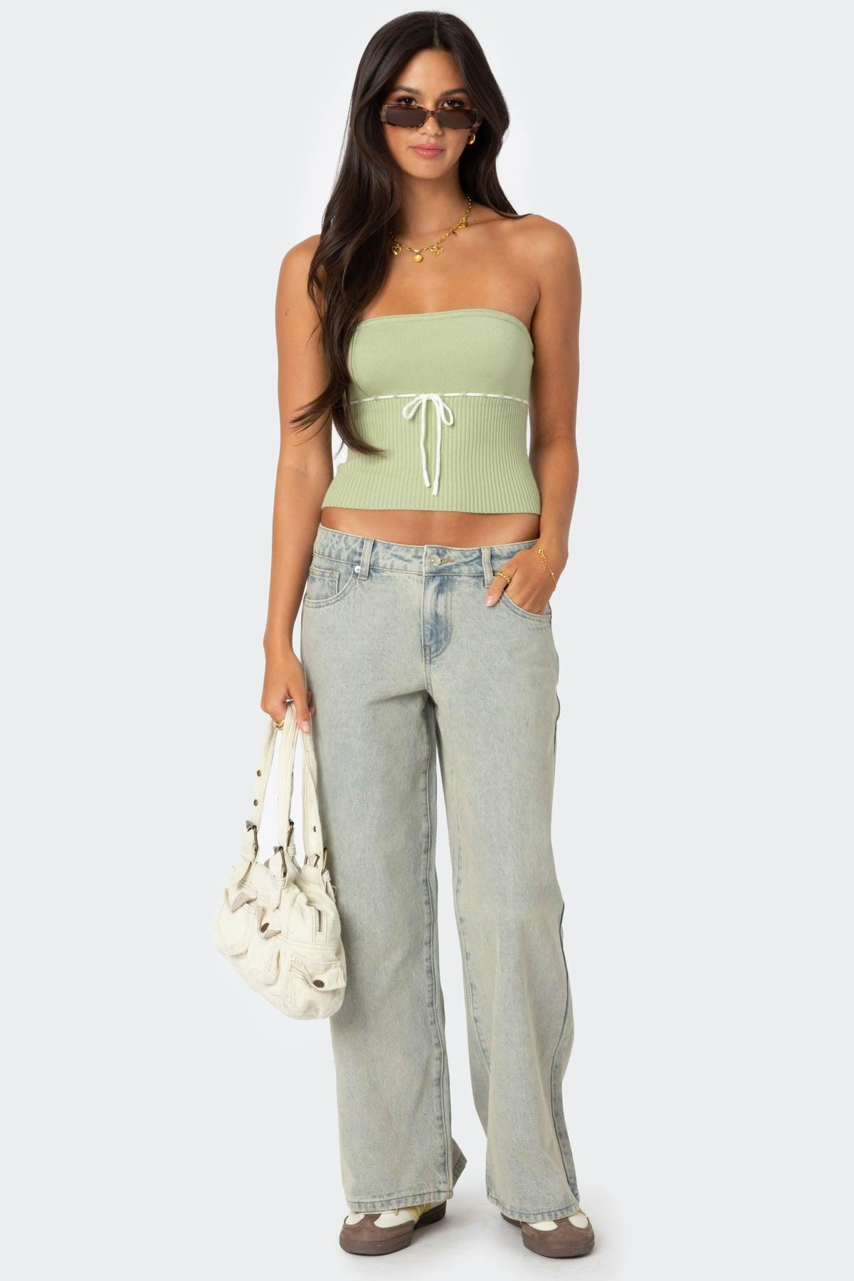 Petite Magda Low Rise Acid Wash Jeans Product Image