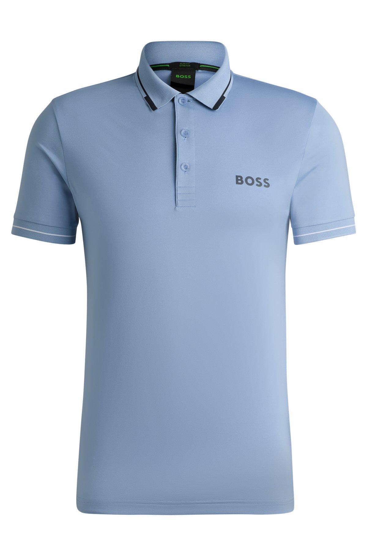 Slim-fit polo shirt with contrast logos Product Image