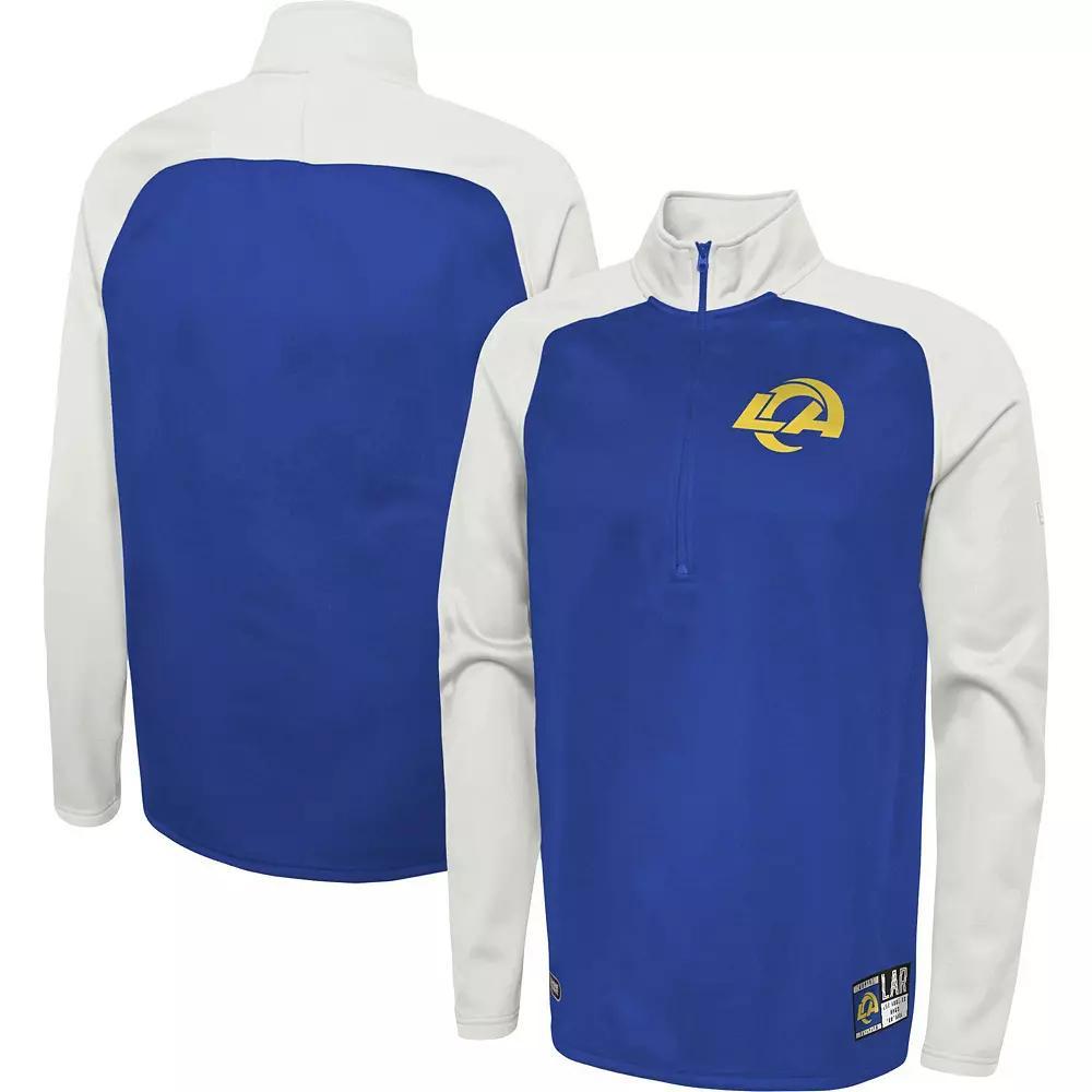 Men's New Era Royal Los Angeles Rams Combine Authentic O-Line Raglan Half-Zip Jacket, Size: XL, Blue Product Image