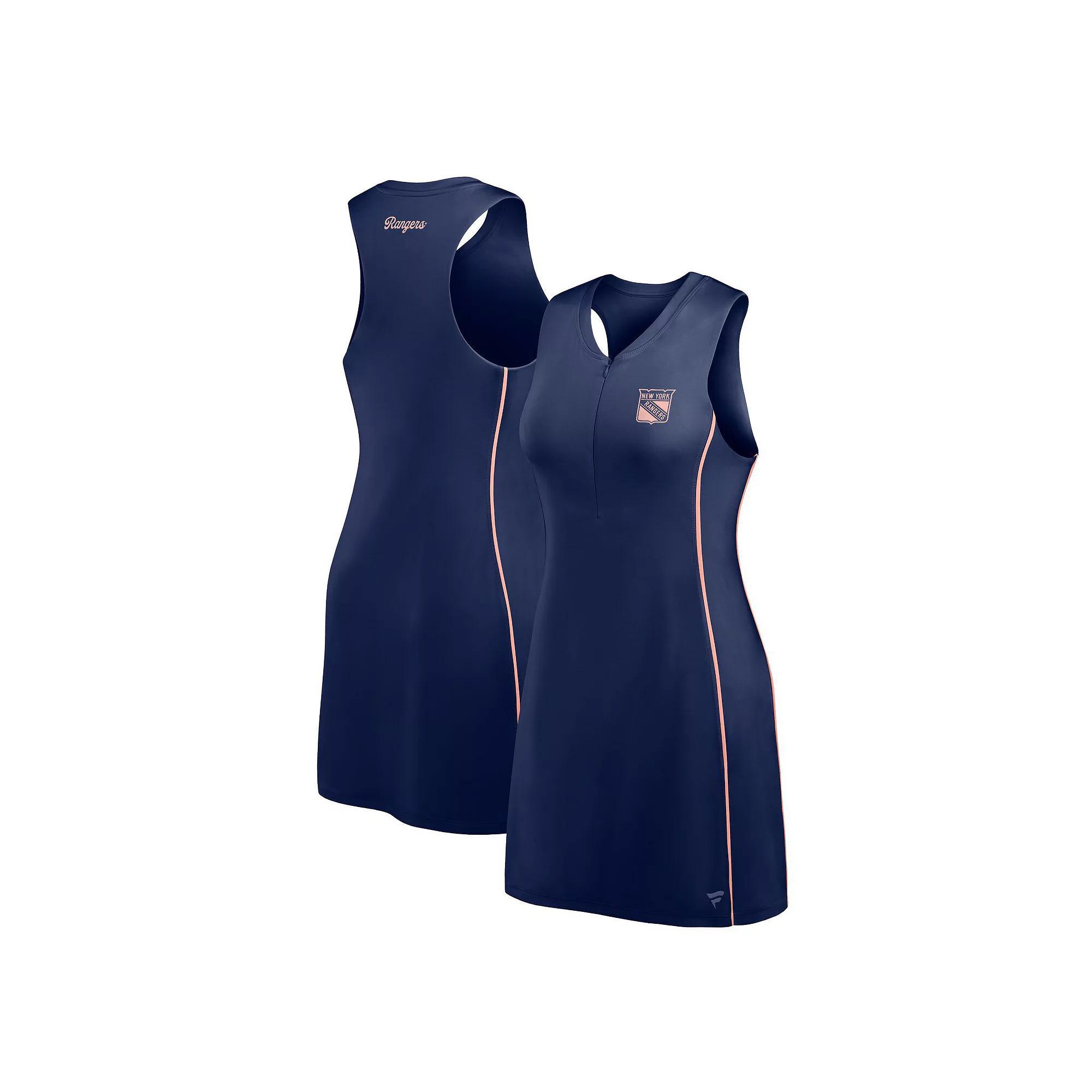 Women's Fanatics Blue New York Rangers Studio Boost Athletic Half-Zip Dress, Size: Large, Ran Blue Product Image