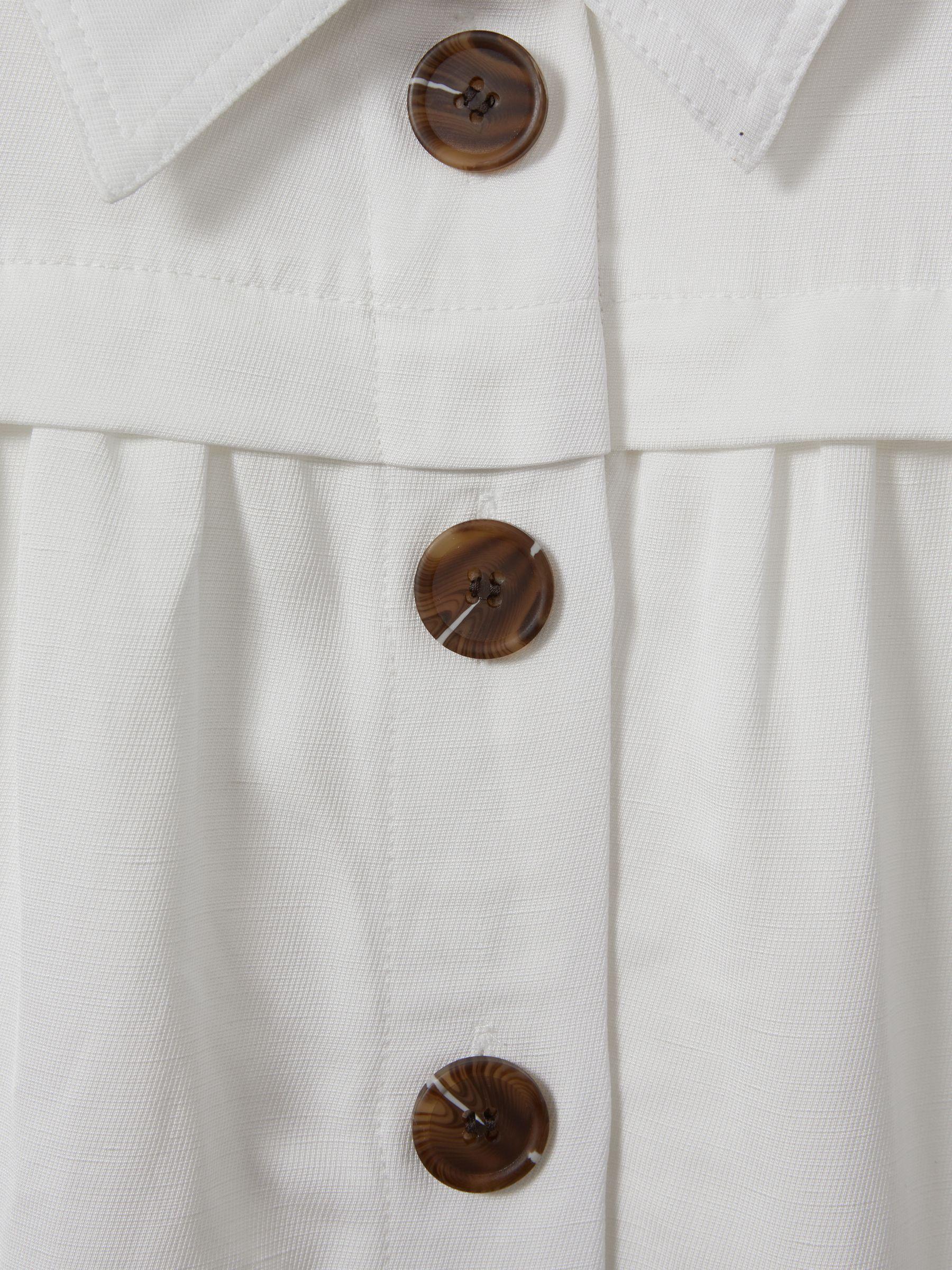 Viscose-Linen Belted Midi Dress in White Product Image