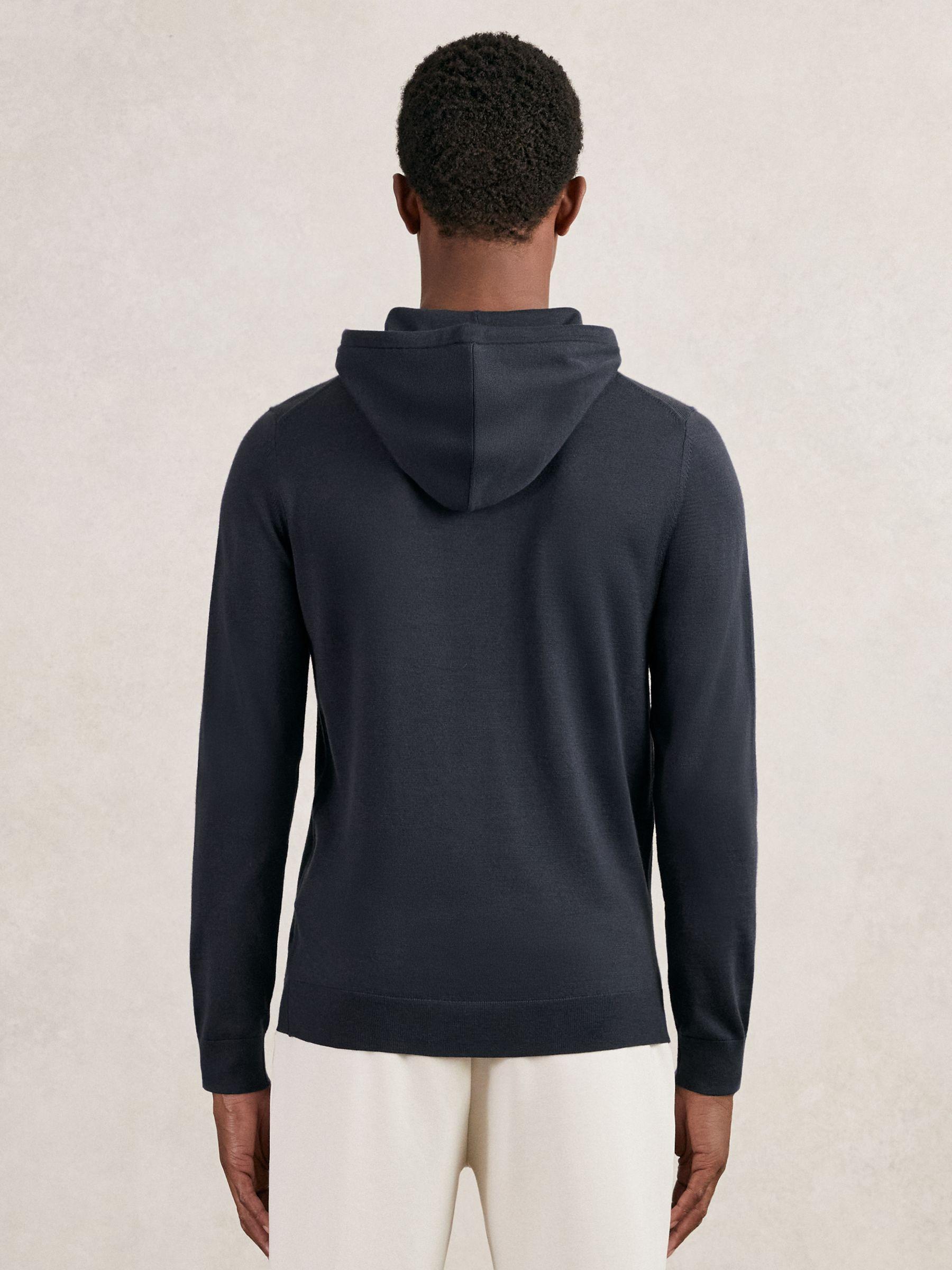 Merino Wool Drawstring Hoodie in Midnight Navy Product Image
